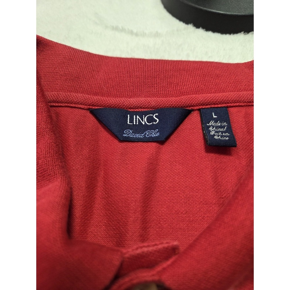 LINCS David Chu Polo Shirt Mens Large Red Navy Striped 100% Cotton Classic... - Picture 5 of 8